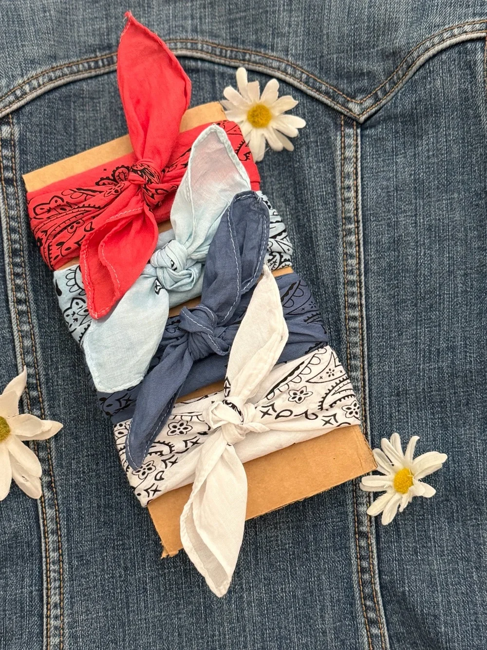 BANDANA Bandanas Set ⭐️NWT “Americana” Cotton Red, White, Blue (SET OF 4).  (S)